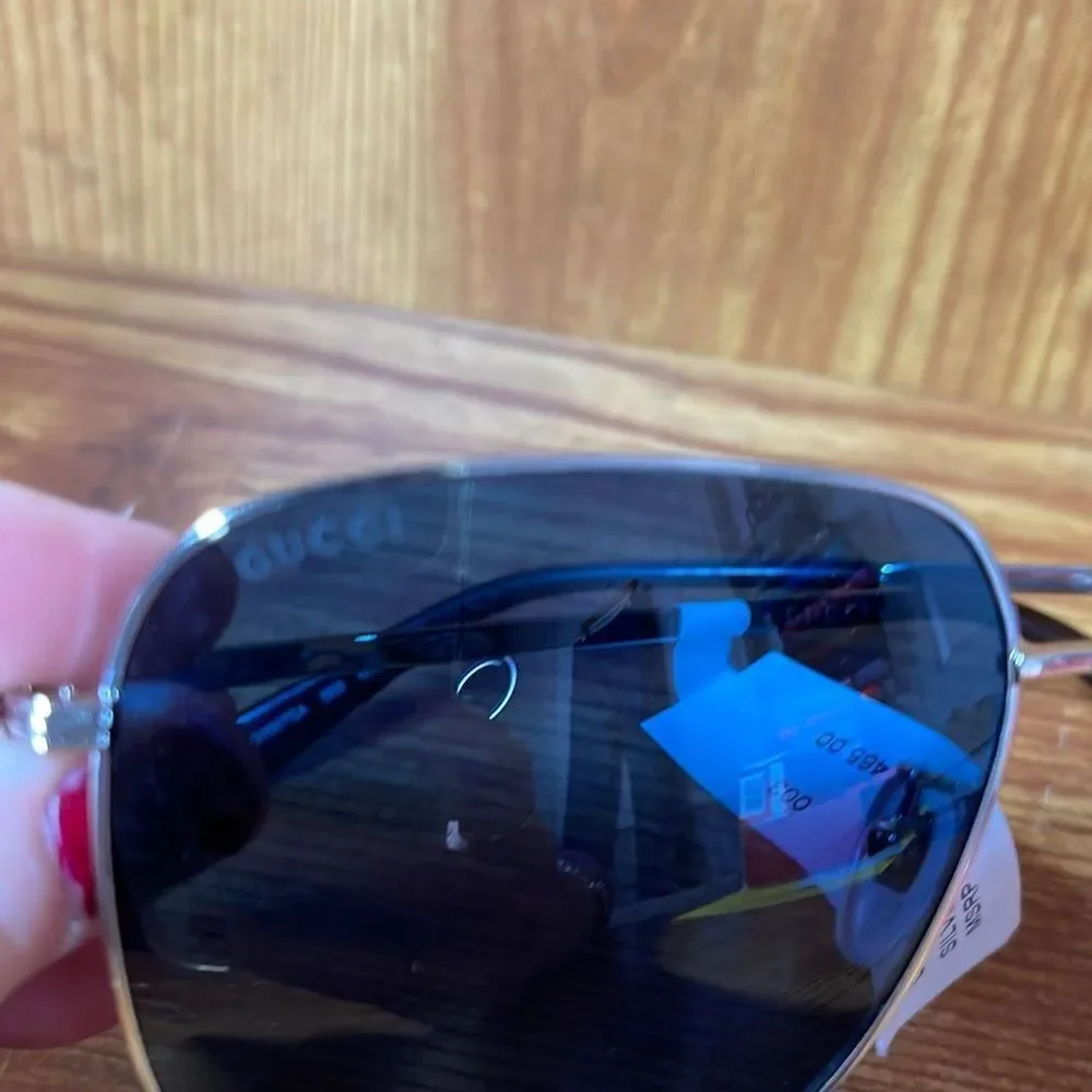 Gucci Silver‎ Aviator Sunglasses Gg097sa New With Tags No Box